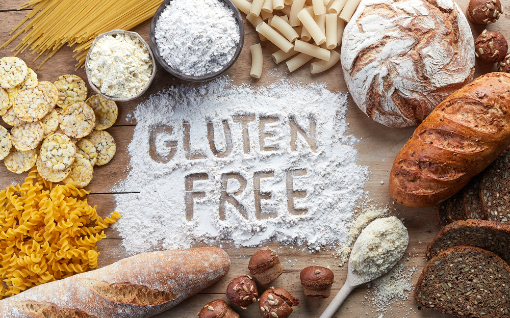 the words "gluten free" written in flour