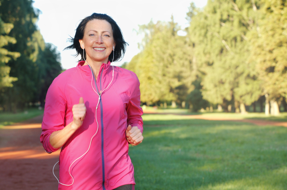 an older woman running