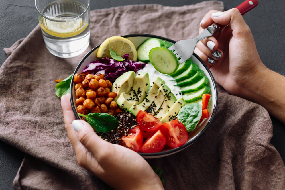 eating a healthy salad