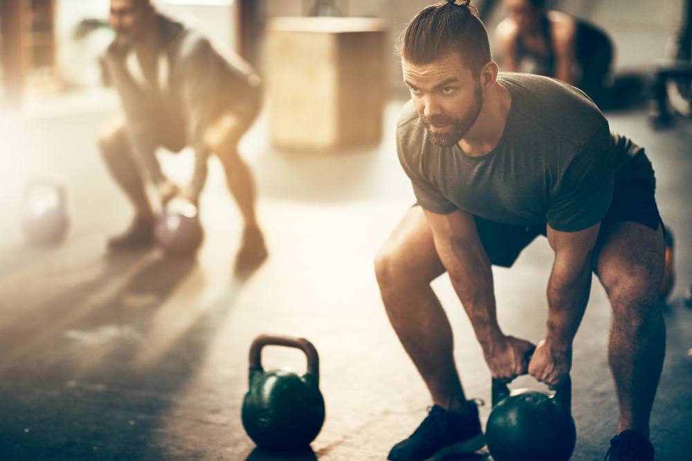 a man exercising