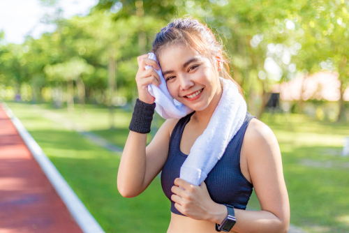 Girl on running track