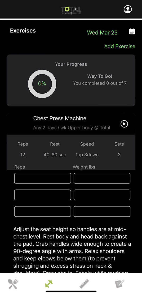 screenshots from the fitness and nutrition tracking app